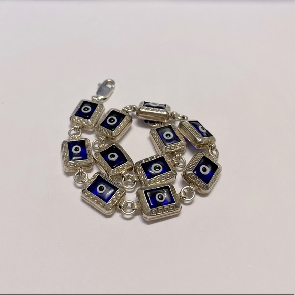 925 Silver Unique Evil Eye Bracelet - Picture 2 of 14